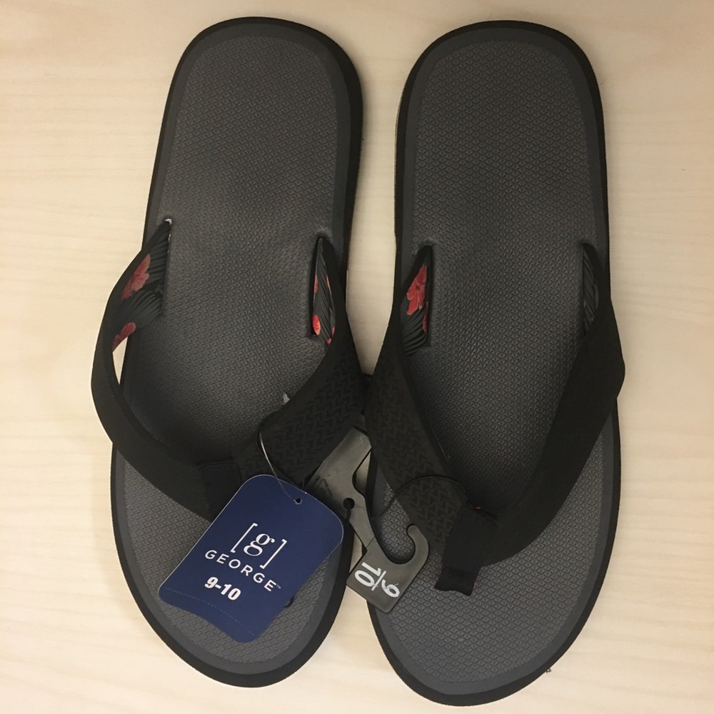 NWT George Tropical print Mens flip flops